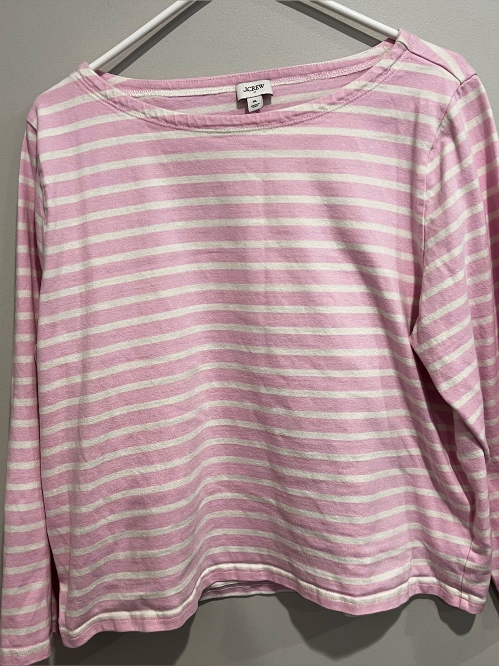 J. Crew pink striped hearts cotton womens shirt XL valentine barbiecore girly